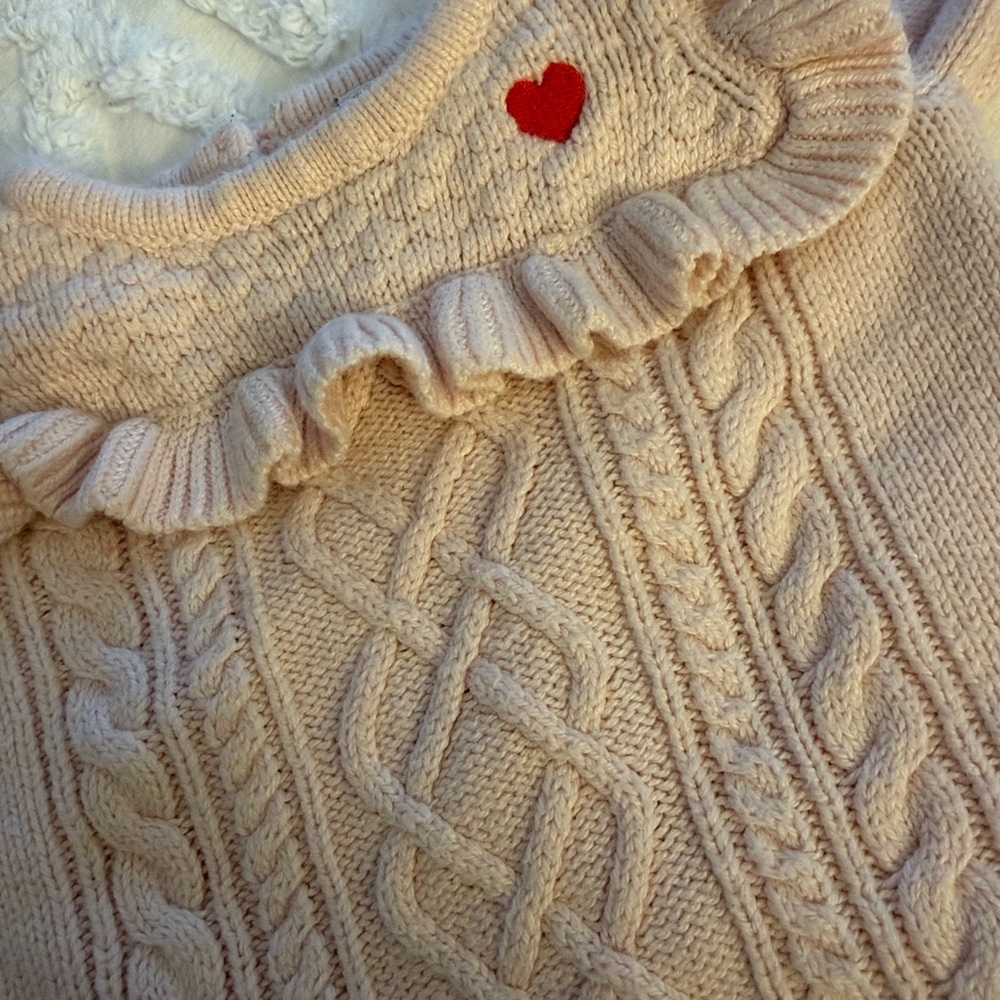 Pink Ruffled Cable Knit Sweater - Picture 2 of 4